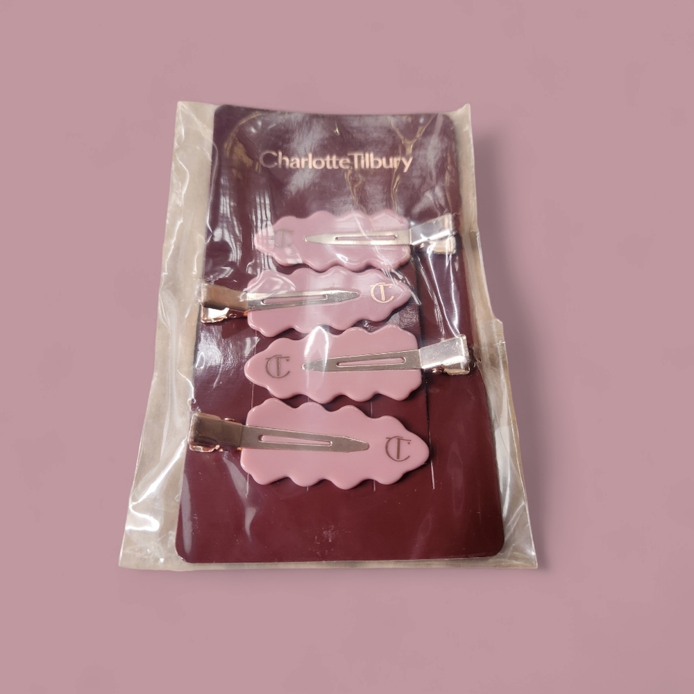 New Charlotte Tilbury Branded No-Crease Hair Clip Set (4) Sealed